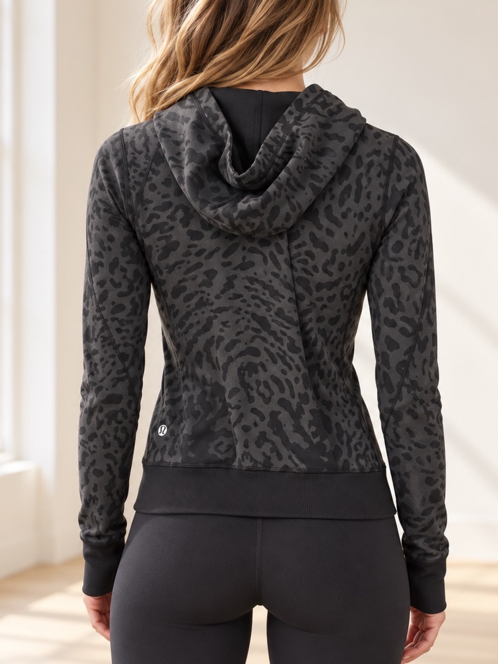 Lululemon Namaskar Hoodie Animal Swirl Deep Coal Black Size 4
